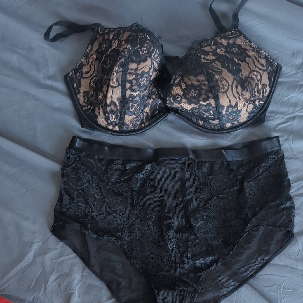 Adore Me Black Lace Bra Set